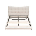 Full Size Upholstered Platform Bed With Led Lights,Usb Ports And Outlets,Linen Fabric,Beige Full Beige Wood Metal