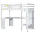 Twin Size Loft Bed With L Shaped Desk, Wardrobe And Storage Shelves, White Expected Arrival Time: 8.31 Box Spring Not Required Twin White Wood Bedroom Solid Wood Mdf