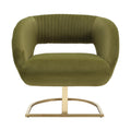 Coolmore Upholstered Tufted Living Room Chair Textured Linen Fabric Accent Chair With Metal Stand Olive Velvet