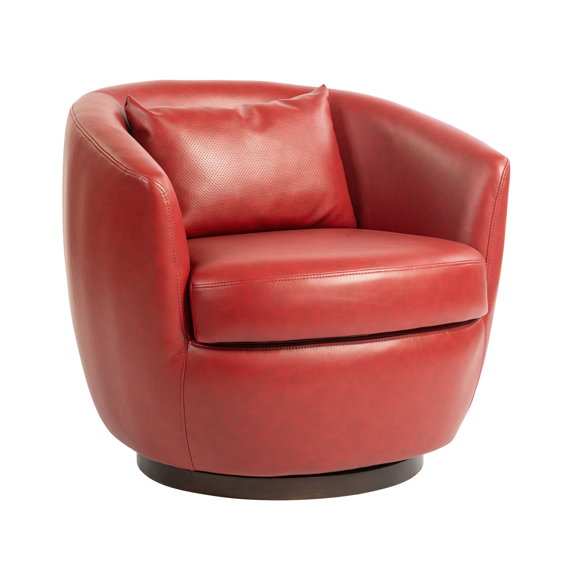 Upholstered Swivel Barrel Armchair With Storage Modern Living Room Side Chair For Bedroom Office Reading Spaces Pu Red Red Foam Upholstered