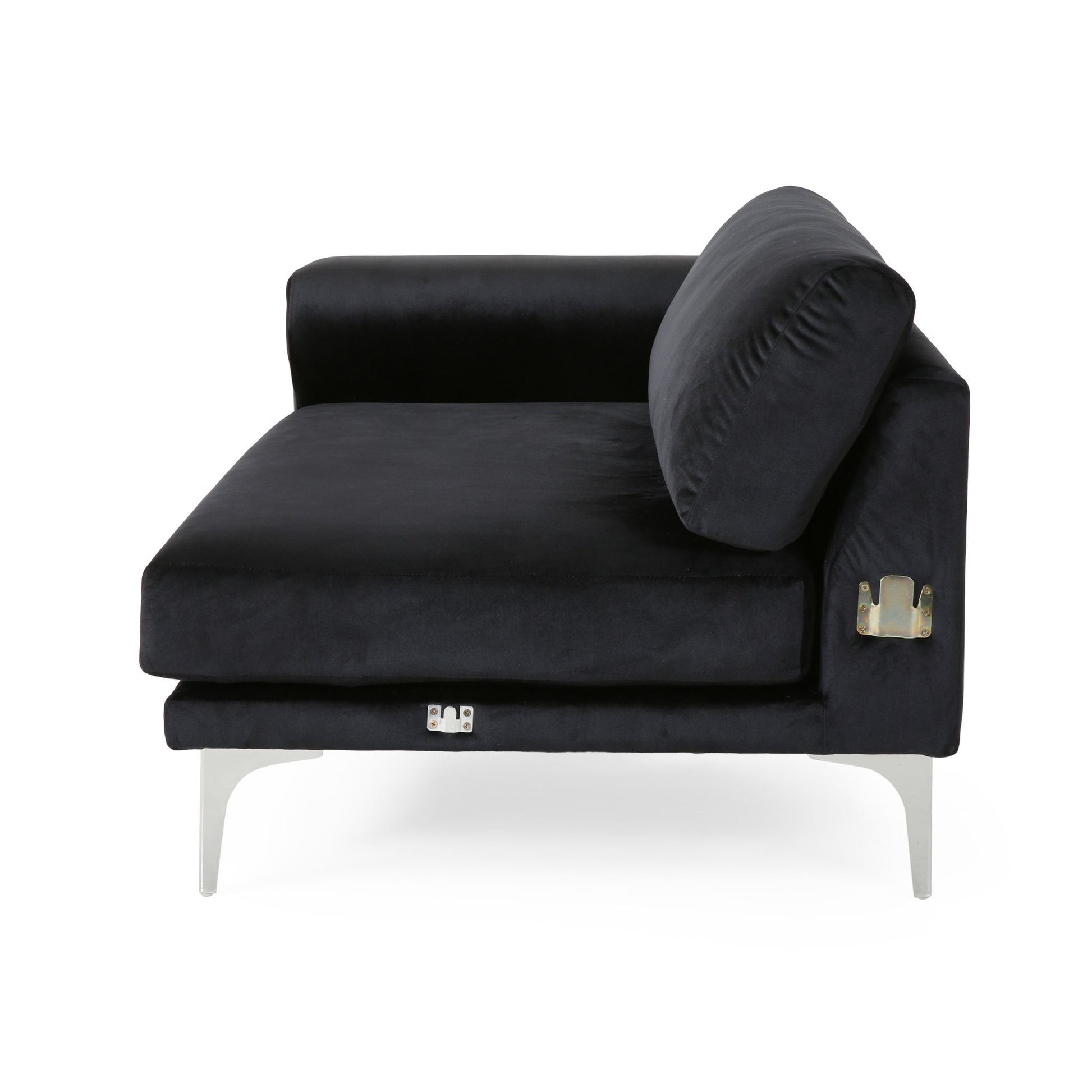 Luxurious Black Velvet 4 Seater Sofa With Ultra Soft Cushions, Metal Silver Legs Decor With Exquisite Craftsman, And Timeless Elegance, Perfect For Elevating Modern And Sophisticated Living Spaces Black Velvet Wood Primary Living Space Pillow Back Soft