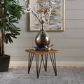 Zion Industrial Wood And Metal Coffee Table With Accent Table Teak Metal & Wood