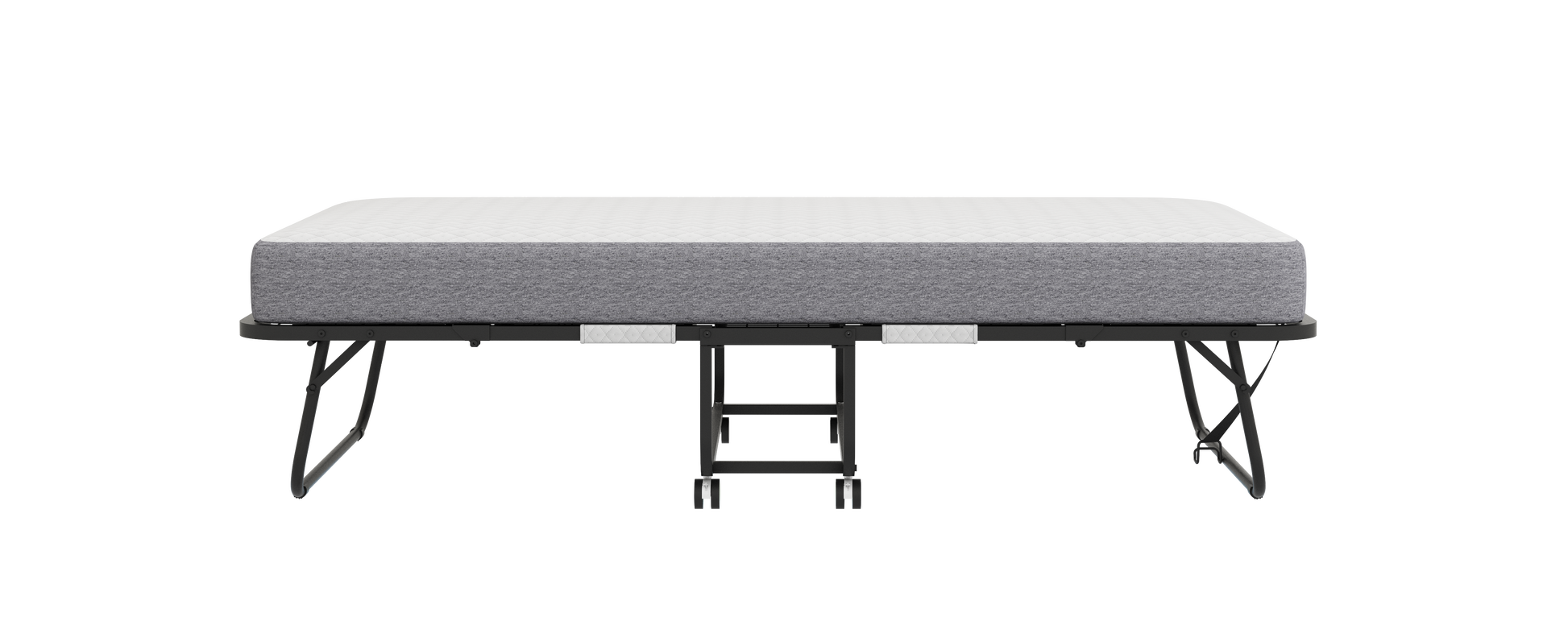 Folding Bed With Mattress 75" X 38" Rollaway Guest Bed Portable Foldable Bed For Adults With 5" Memory Foam Mattress Space Saving Sturdy Metal Frame Twin Black Iron Modern Polyester Iron