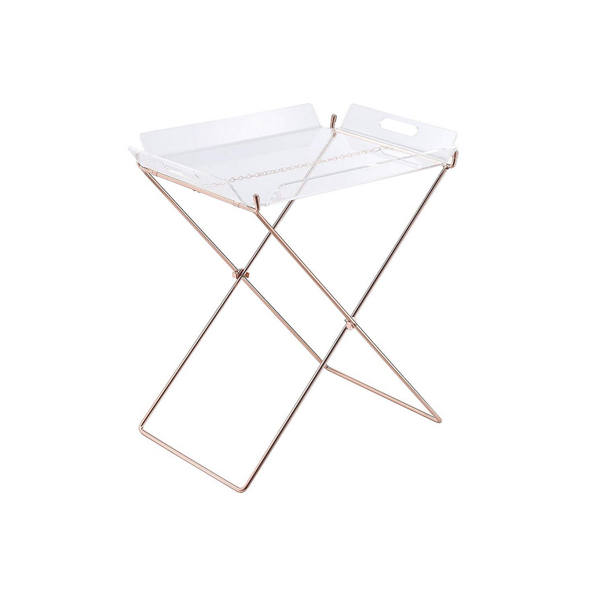 Modish Tray Table, Clear Acrylic & Copper Clear Acrylic