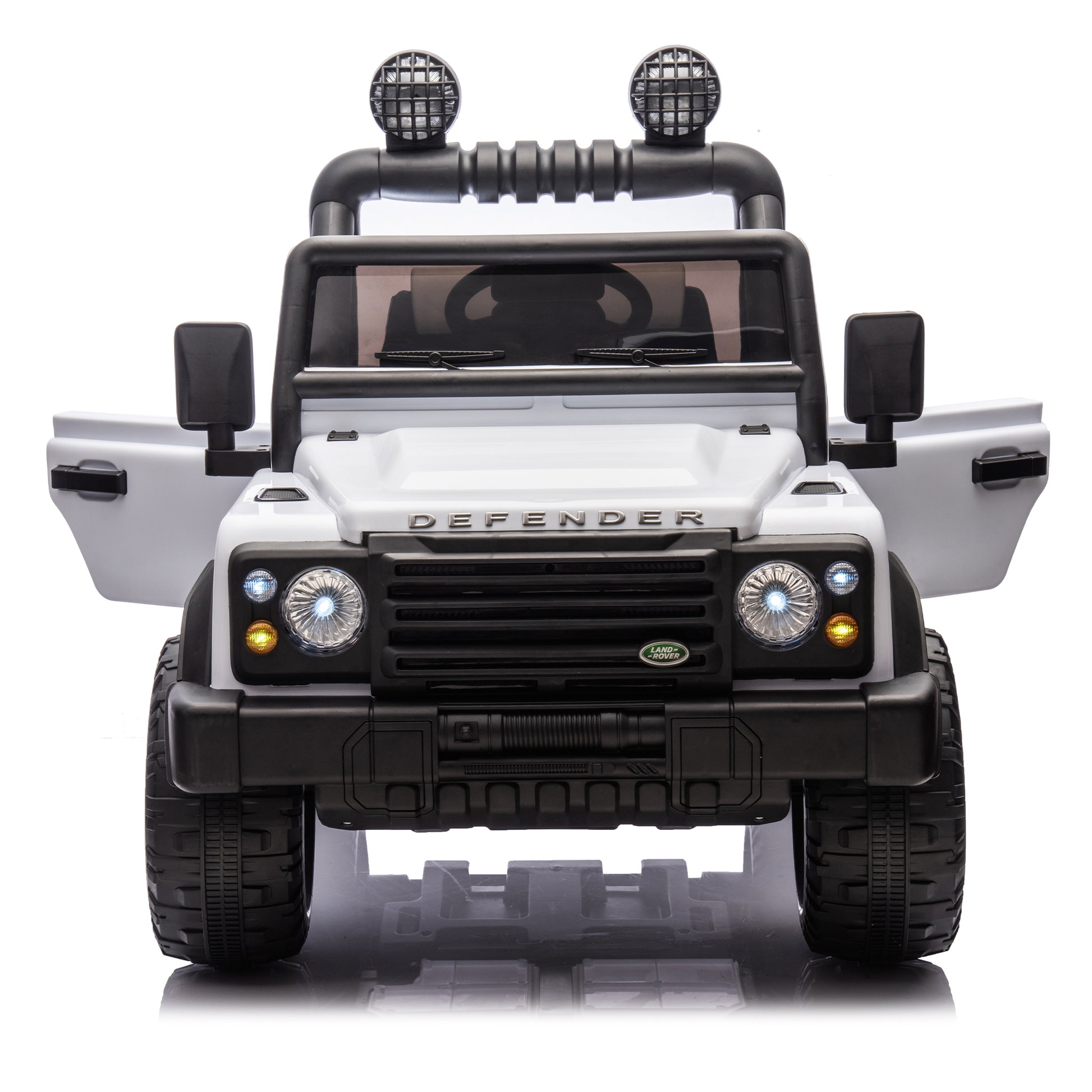 Licensed Land Rover Defender Volta 5008 24V Kids Ride On Car W Parents Control,2Wd,Four Wheel Suspension,Bluetooth,Mp3,Music,Adjustable Volume,Power Display,Led Lights,Speeds 1.86 3.11Mph For Kids 3 7 White Polypropylene