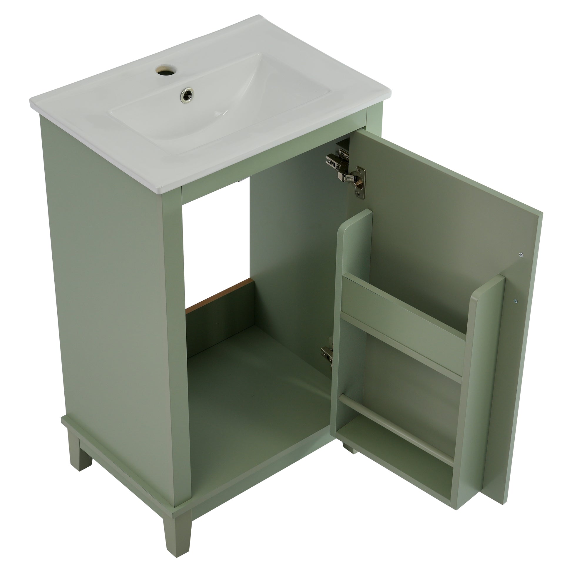 Viedo 20 Inch Modern Small Bathroom Vanity Cabinet With Ceramic Basin 20*15.5*33.3 Inches,Ample Storage,1 Soft Close Door Green Bathroom Solid Wood Mdf