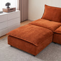 Modern Armless L Shaped Sectional Sofa Couch With Ottoman Modular Design, Durable Construction, Easy Care Upholstery For Living Room, Apartment, Office, Small Space Orange Wood Medium Soft Foam Chenille 4 Seat