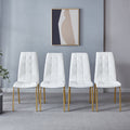 Modern Lattice Designdining Chair With Gold Metal Legs Set Of 4 Gold White Metal