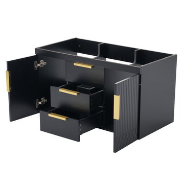 36'' Wall Mounted Bathroom Vanity Without Sink, Floating Bathroom Storage Cabinet With 2 Drawers, Solid Wood Bathroom Cabinet Not Include Basin Sink Black Bathroom Modern Mdf