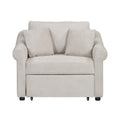 Chenille Convertible Sleeper Chair With Adjustable Backrest, 3 In 1 Lounger Chair Turns Into Bed, Single Bed For Living Room, Beige Beige Chenille