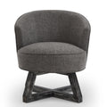 Swivel Chair With Cross Shaped Wooden Base,Lounge Chair With Solid Wood Legs, 360 Freely Swivel Chairclassic Linen Fabric For Living Room, Bedroom, Office, Dresser Dark Gray Dark Gray Gray Primary Living Space American Design,Artsy,Classic,Modern
