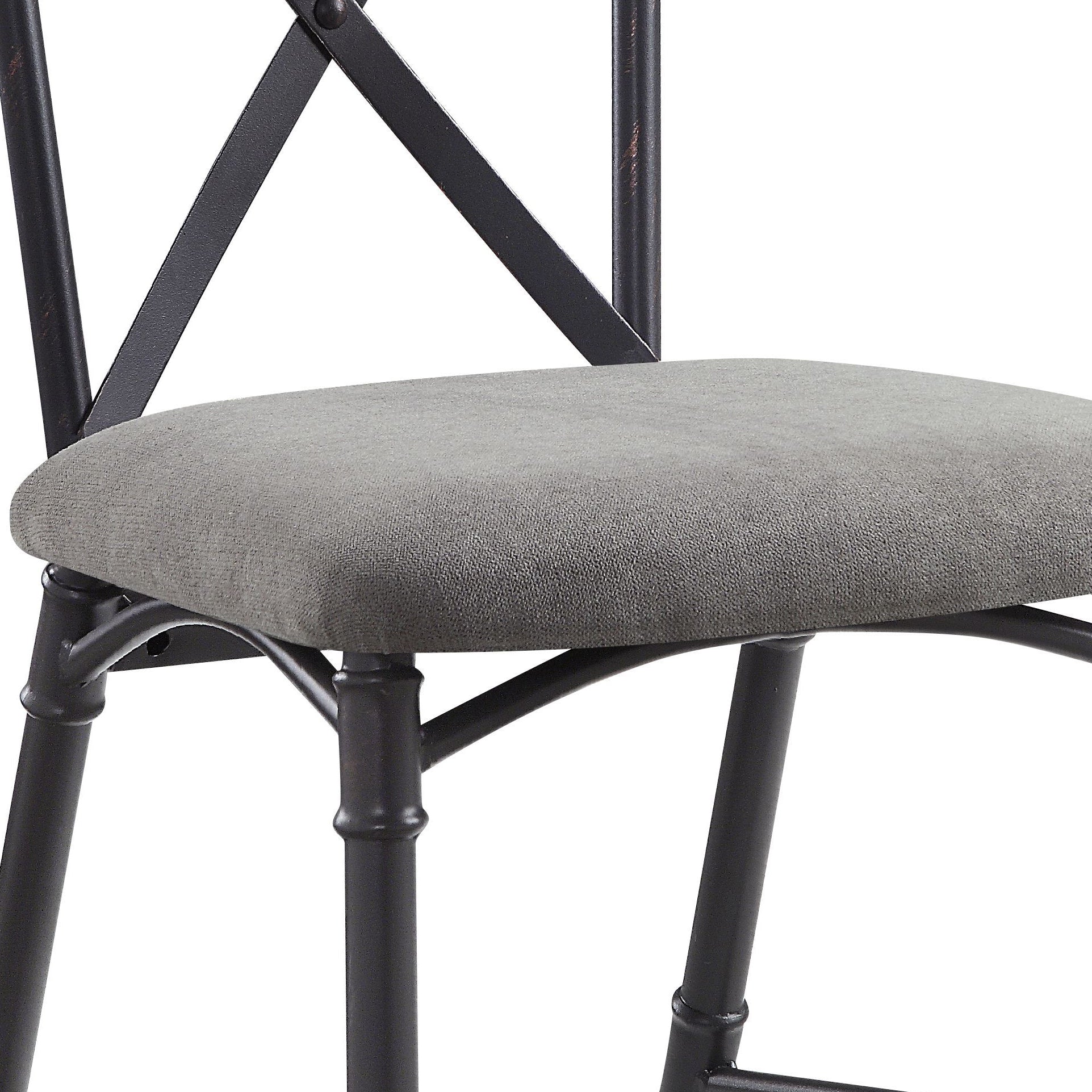 Grey And Sandy Black Side Chair With X Shape Back Set Of 2 Grey Black Primary Living Space Contemporary Fabric Metal