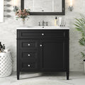 36'' Bathroom Vanity With Top Sink, Modern Bathroom Storage Cabinet With 2 Drawers And A Tip Out Drawer, Single Sink Bathroom Vanity Black Bathroom Solid Wood Mdf