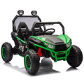 24V Two Seater Kids Ride On Utv W Parents Control,400W Super Power,Four Wheel Suspension,Led Light With Rear Searchlight,Bluetooth,Mp3,Music,Rear Storage Space,Speeds 3.73 4.97Mph For Kids Aged 3 . Green 50 99 Lbs Polypropylene