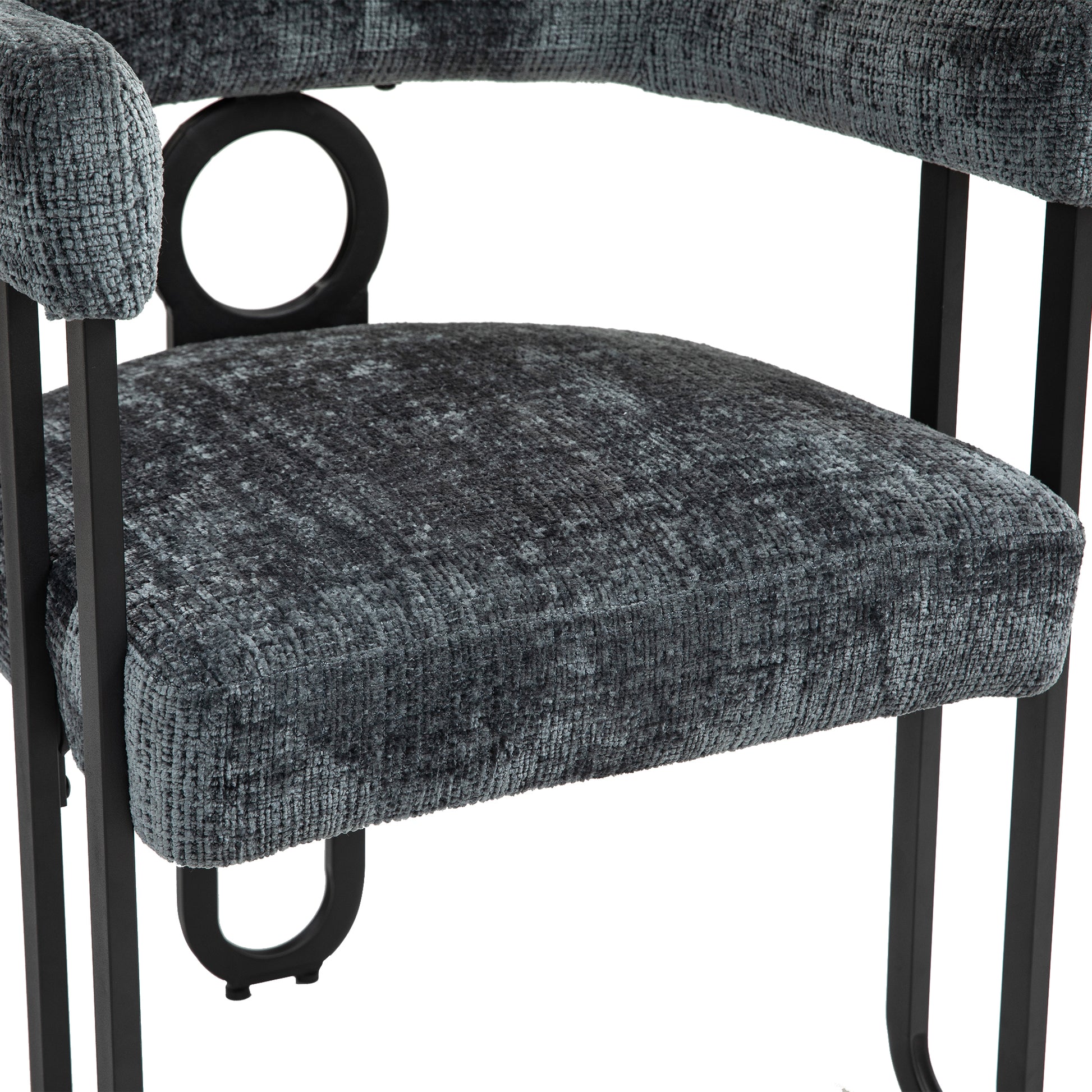 Coolmore Contemporary Designed Chenille Fabric Upholstered Accent Dining Chair Barrel Side Chairs Kitchen Armchair For Living Room Set Of 2 Gray Chenille Gray Dining Room Foam Chenille