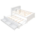 Full Size Platform Bed With Storage Headboard, Usb, Twin Size Trundle And 3 Drawers, White Box Spring Not Required Full White Wood Bedroom Bed Frame Solid Wood Mdf