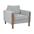 Oversized Accent Chair, Upholstered Living Room Chairs Single Sofa Chair With Walnut Legs, Curved Handrail, Grey Grey Teddy