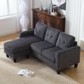 Velvet Sectional Couchl Shaped Sofa With Ottoman For Small Apartment Dark Gray Velvet 3 Seat