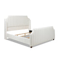 Addison King Channel Tufted Panel Bed Frame, Cloud White Performance Velvet Box Spring Required King White Wood Foam Velvet Velvet