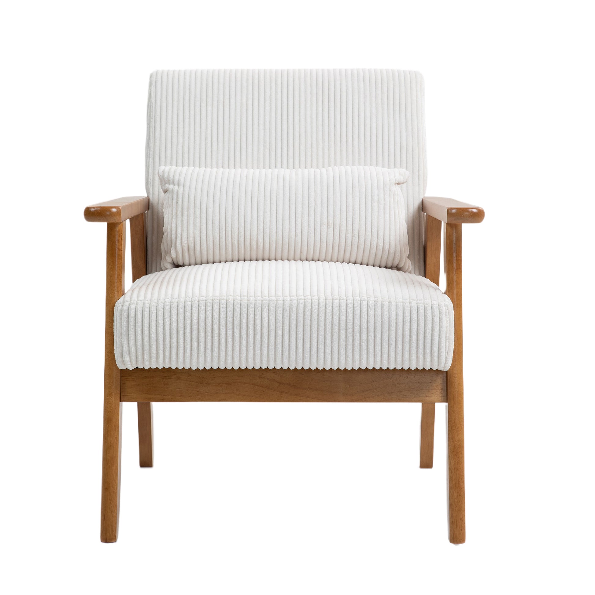 Leisure Chair With Solid Wood Armrest And Feet, Leisure Chair, Wood Frame, Velvet, Solid Rubber Wood Legs, Mid Century Modern Accent Chair, For Living Room Bedroom Studio Chair,Two Packs Beige Corduroy