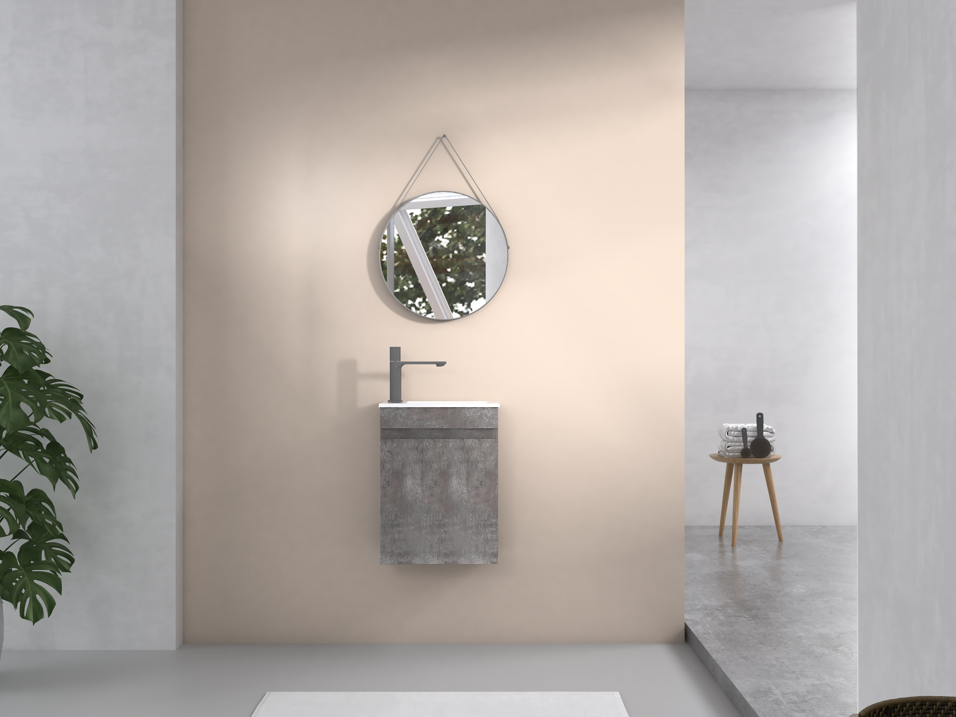 16" Floating Bathroom Vanity With Sink, Wall Mounted Small Bathroom Storage Vanity Cabinet With Resin Top Basin And Soft Close Doors, Dark Birch 24V11 16Db Grey Bathroom Plywood