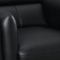 41 Inch Tuxedo Style Accent Chair, Double Track Arms, Black Faux Leather Black Wood