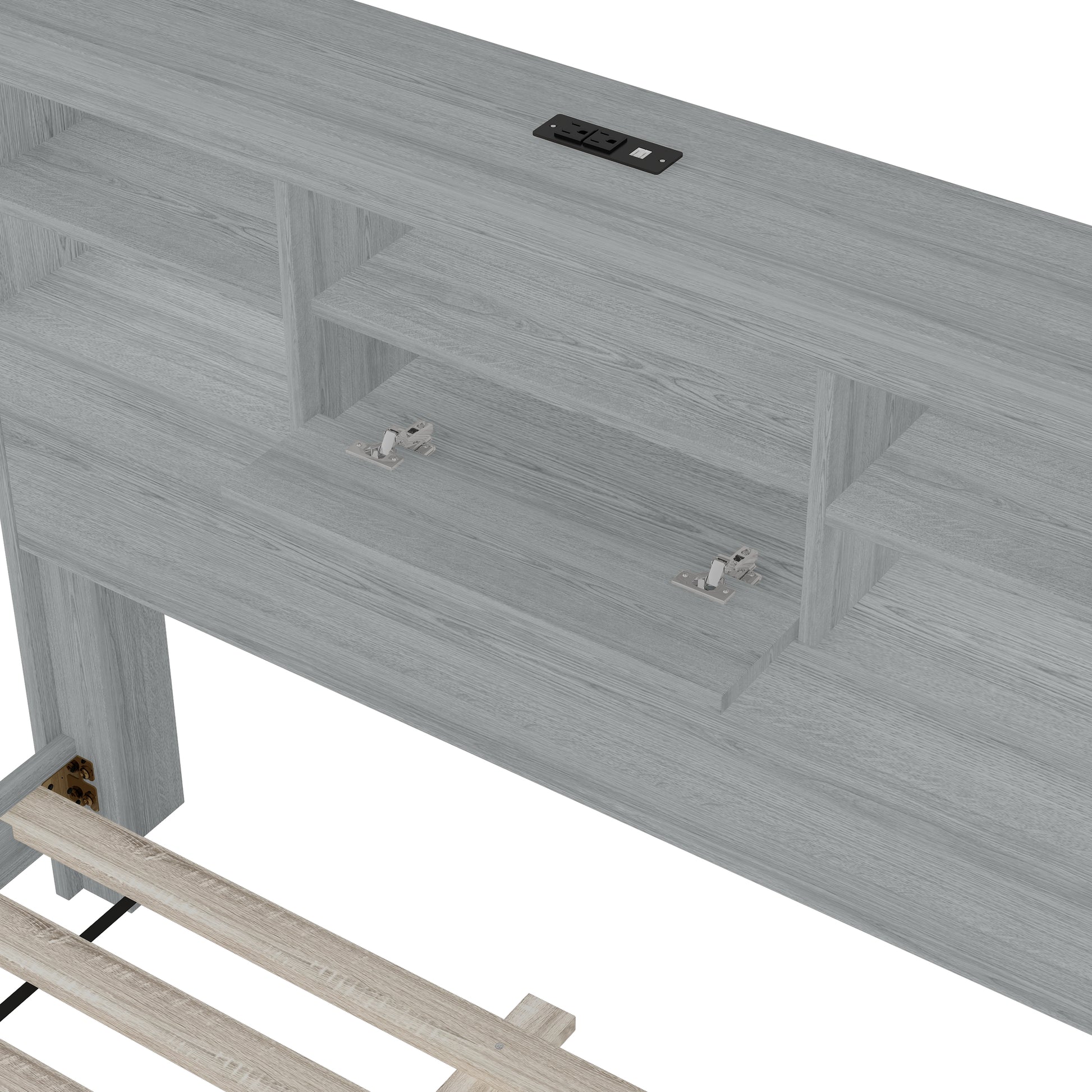 4 Pieces Bedroom Sets Queen Size Vintage Wooden Bed Frame With 2 Nightstands And 1 Dresser,Light Gray Box Spring Not Required Queen Light Gray 4 Piece Set American Traditional Solid Wood Mdf