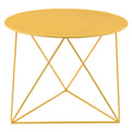 Yellow Geometric Metal Base Accent Table Yellow Primary Living Space Round Metal Sled