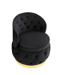 360 Degree Swivel Cuddle Barrel Accent Storage Chairs Black Velvet