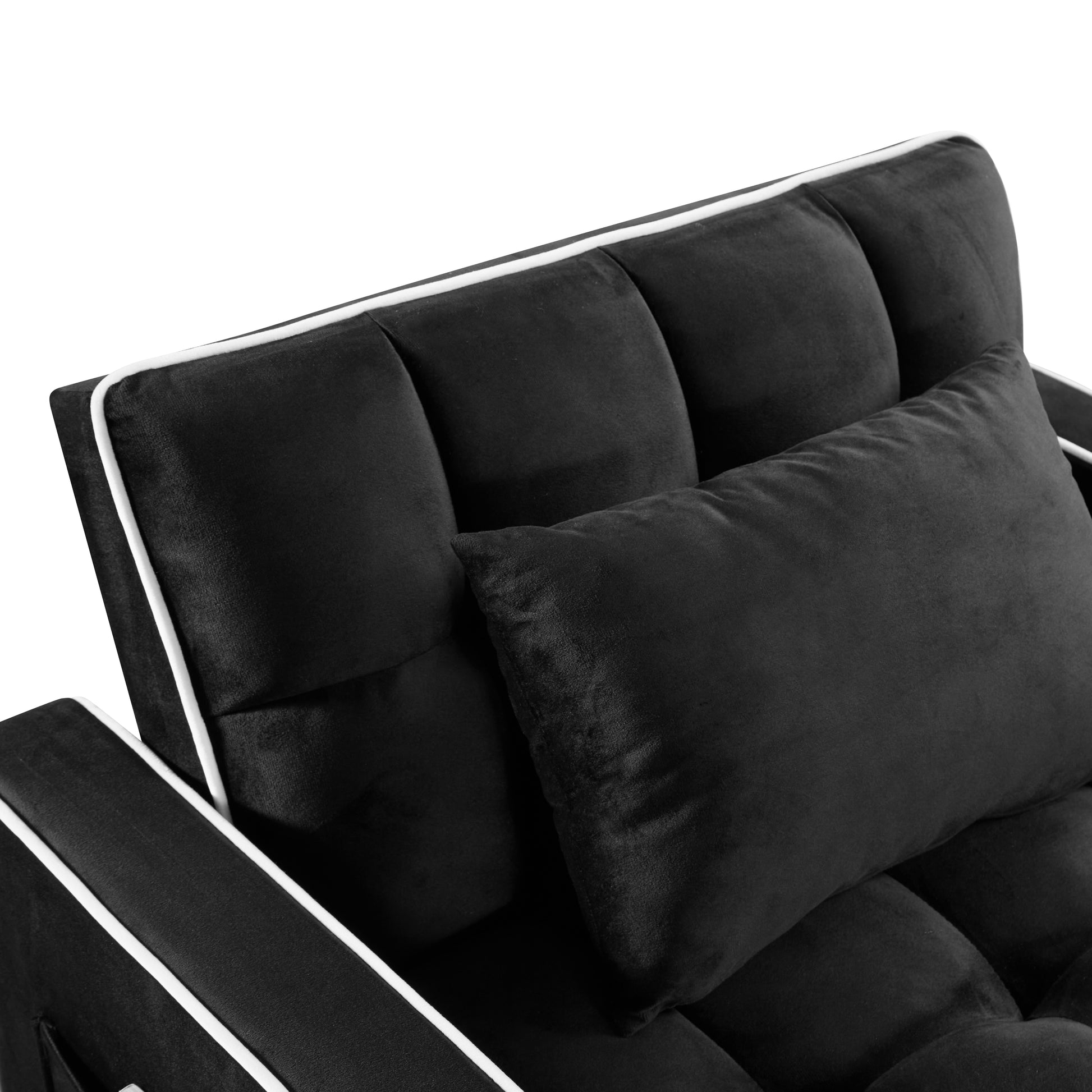 Convertible Sleeper Chair Sofa Bed Adjustable Pull Out Sleeper Chair Bed Multi Pockets Folding Sofa Bed For Living Room Bedroom Small Space,3 In 1 Sofa Bed, Black Black Velvet 1 Seat