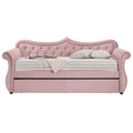 Pink Upholstered Twin Daybed With Trundle Twin Pink Wood Bedroom Contemporary Velvet Velvet