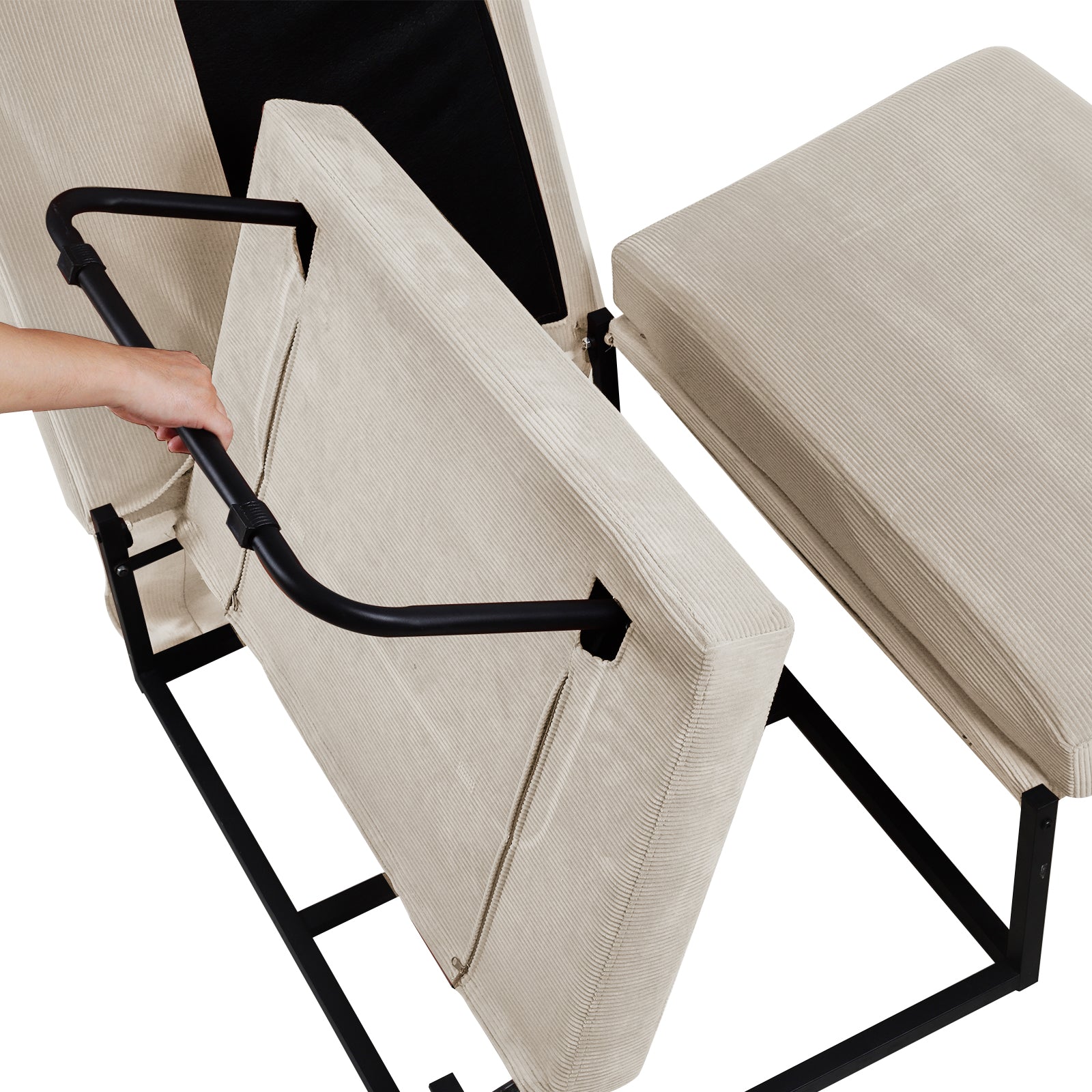 Modern Corduroy Sofa Bed,Couch Chair,Sleeper Bed,Small Lounge Sofa W Reclining Backrest,Furniture For Living Room,Bedroom,4 In 1 Convertible Sleeper Sofa Bed, White White Corduroy 1 Seat