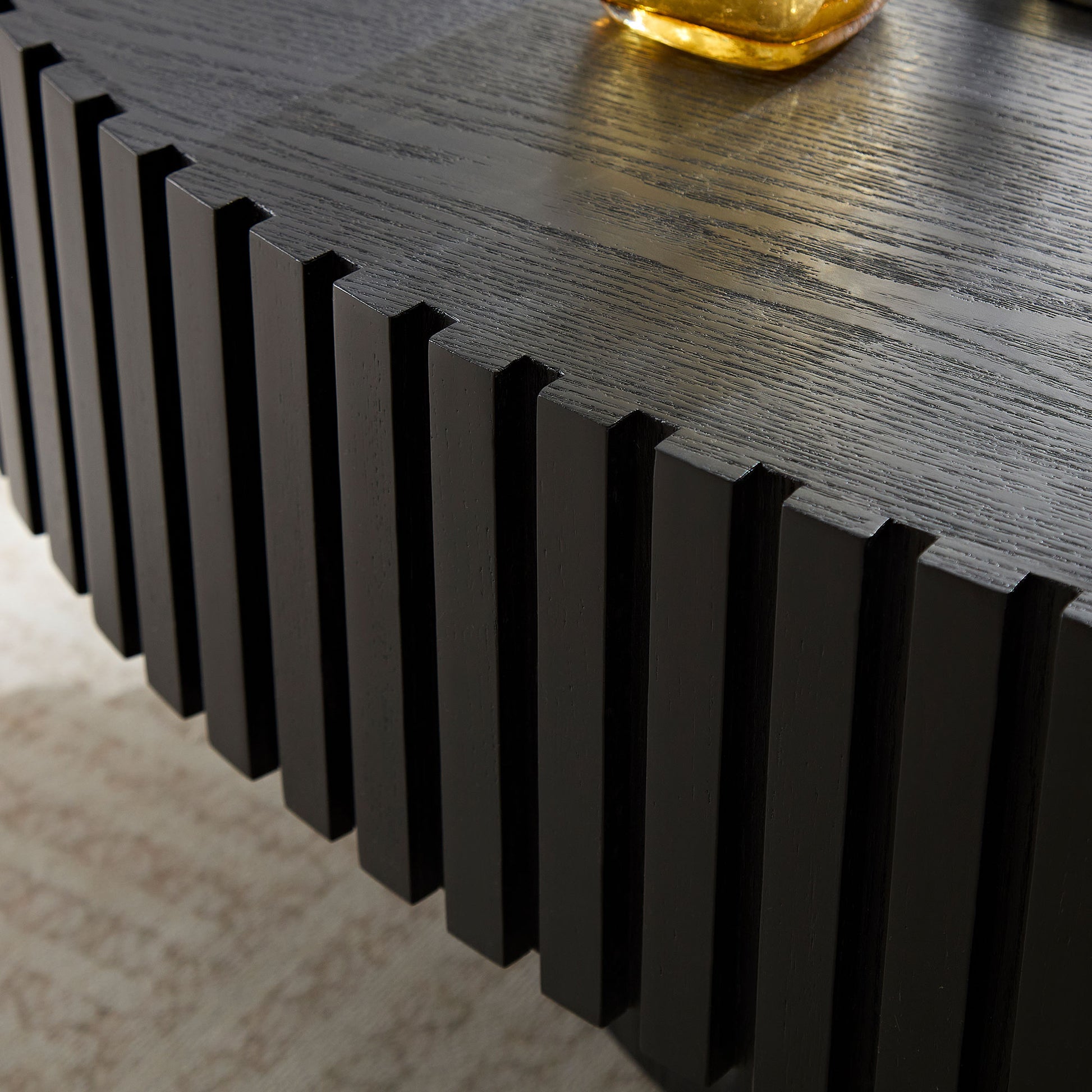 Modern Handcraft Drum Coffee Table Length 43.7 Inch Ellipse Coffee Table For Living Room,Small Coffee Table With Sturdy Pedestal,Black Mdf Matt Black Mdf