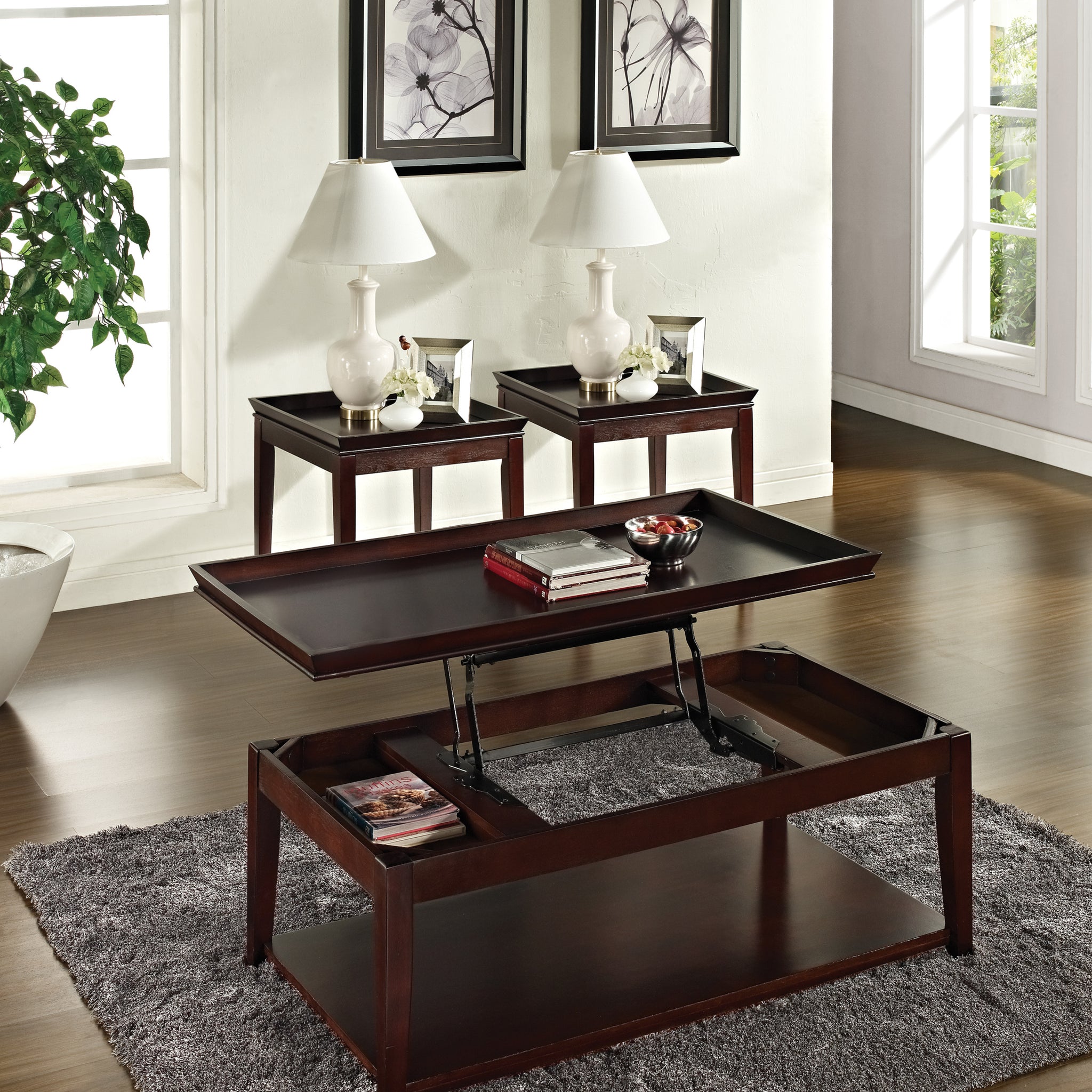 Clemson 3 Piece Table Set Brown Brown Wood