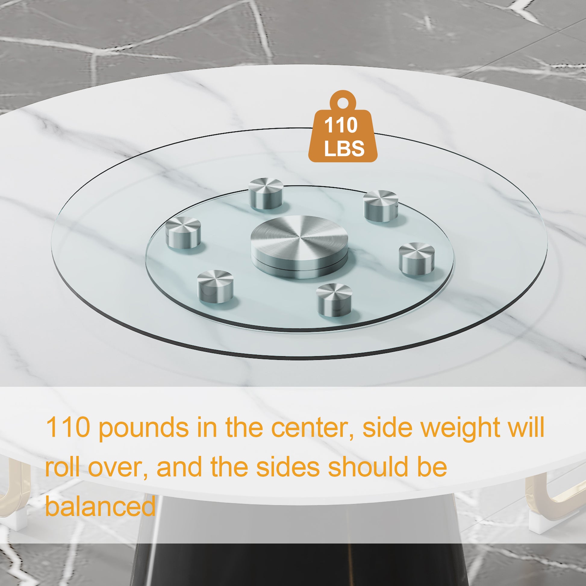 Double Layer Rotatable Round Glass.The Rotatable Design Makes It More Convenient To Retrieve And Place Items.The Upper Glass Has A Diameter Of 24 Inches, While The Lower Glass15 Inches. Transparent Glass