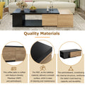 47.2'' 57''W Extendable Coffee Table With 2 Storage Drawers, Dual Tone Wood Center Table With Extendable Sliding Tabletop, Multi Functional Hidden Storage Sofa Table For Living Room, Black Black Primary Living Space Drawers Rectangular Particle Board Mdf