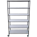 6 Tier 6000Lbs Capacity Nsf Metal Shelf Wire Shelving Unit, Heavy Duty Adjustable Storage Rack With Wheels & Shelf Liners For Commercial Grade Utility Steel Storage Rack, Black 82