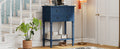Narrow Console Table, Slim Sofa Table With Three Storage Drawers And Bottom Shelf Navy Navy Solid Wood Mdf