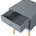 Side Table,Bedside Table With 2 Drawers And Rubber Wood Legs, Mid Century Modern Storage Cabinet For Bedroom Living Room, Gray Gray Mdf