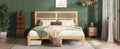 King Size Bed With Rattan Headboard, Two Storage Drawers, Rubber Wood Bed With Enhanced Support Salts And Feet,White Oak King White Oak Rubber Wood