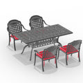 Cushions In Random Colors 5 Piece Set Of Cast Aluminum Patio Furniture With Cushions Yes Dining Set Black Seats 4 Rust Resistant Frame Water Resistant Cushion Garden & Outdoor Complete Patio Sets Aluminium