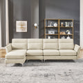 Modern Sofa 3 Seat Couch With Stainless Steel Trim And Metal Legs For Living Room,Package Compression Sofa Technology,Beige Beige Foam 3 Seat