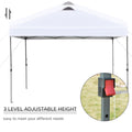 Outsunny 10' X 10' Pop Up Canopy Tent, Instant Sun Shelter With 3 Level Adjustable Height, Top Vents And Wheeled Carry Bag For Outdoor, Garden, Patio, White White Steel
