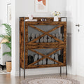 A Shoe Cabinet With 2 Flip Top Drawers, An Entryway Shoe Cabinet, A Narrow Standalone Shoe Rack Cabinet With Metal Legs, Rustic Brown,31.5'' W X 8.5'' D X 39.5'' H. Rustic Brown Particle Board