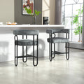 Coolmore Bar Stools Set Of 2, Modern Bar Stool With Back, Black Metal Frames, Upholstered Bar Stools For Kitchen Island, Pub, Club Gray Chenille Gray Dining Room Foam Chenille