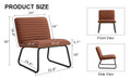 Brown Minimalist Armless Sofa Chair With Pu Backrest And Black Metal Legs, Suitable For Offices, Restaurants, Kitchens, And Bedrooms Brown Metal