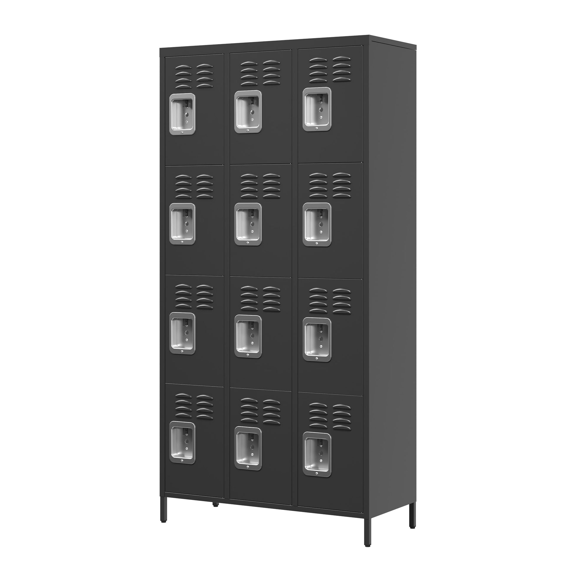 12 Door 72"H Metal Lockers With Lock For Employees,Storage Locker Cabinet For Home Gym Office School Garage,Easy Assembly,Black 5 Or More Spaces Black Primary Living Space Door Locks Modern Metal