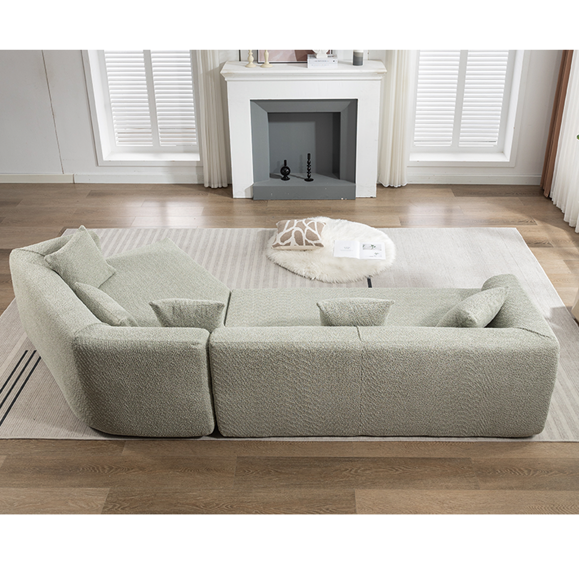 And Upgraded Extended Edition Modular Sofamodern Minimalist Style Sofa, Upholsteredfree Combination, Round Fiber Fabric, Anti Wrinkle Fabric,Dimension Extension,Green Green Polyester Primary Living Space Medium Soft Tight Back Modern Flared Arms Fiber