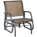 Outsunny Porch Glider, Metal Frame Swing Glider Chair Withmesh Fabric, Curved Armrests And Steel Frame For Garden, Poolside, Backyard, Balcony, Light Mixed Brown Brown Fabric Metal