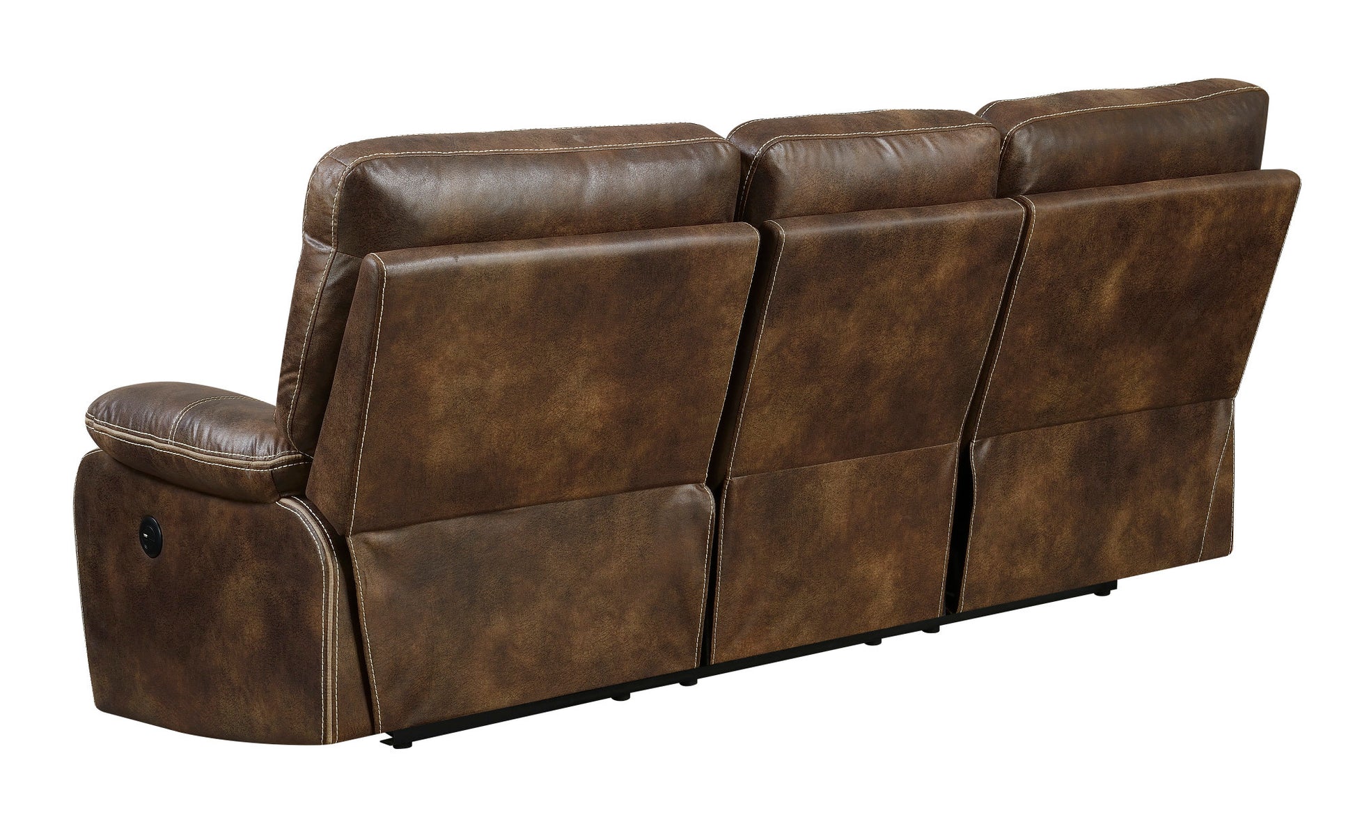 Hooper Brown Power Reclining Sofa Brown Cushion Back Foam Engineered Wood 3 Seat